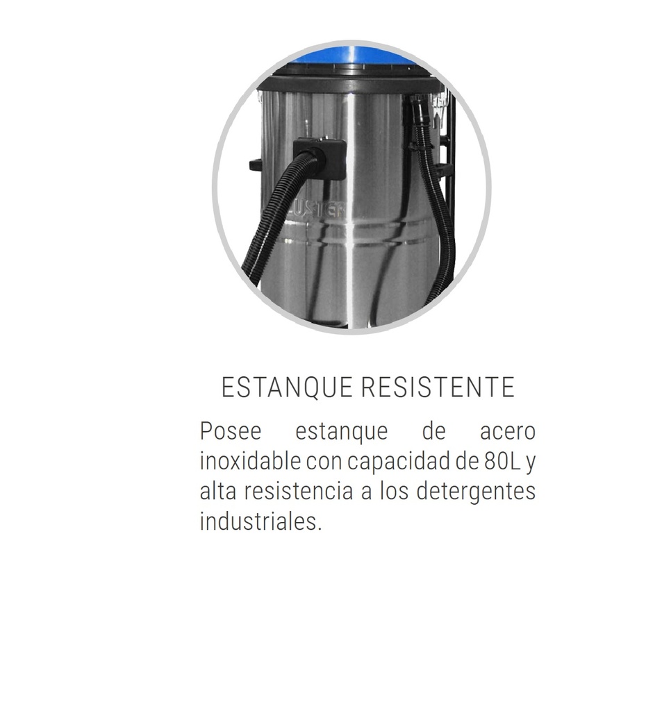 Aspiradora Polvo y Agua 585 3 Motores 80L 3000W 220V Luster
